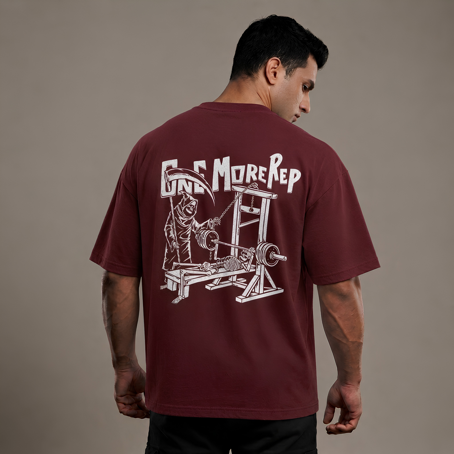 One More Rep Oversized T-Shirt Maroon