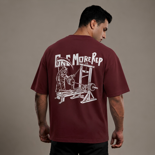 One More Rep Oversized T-Shirt Maroon