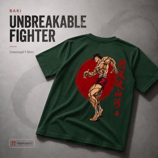 Baki Unbreakable Fighter Oversized Tshirt Green