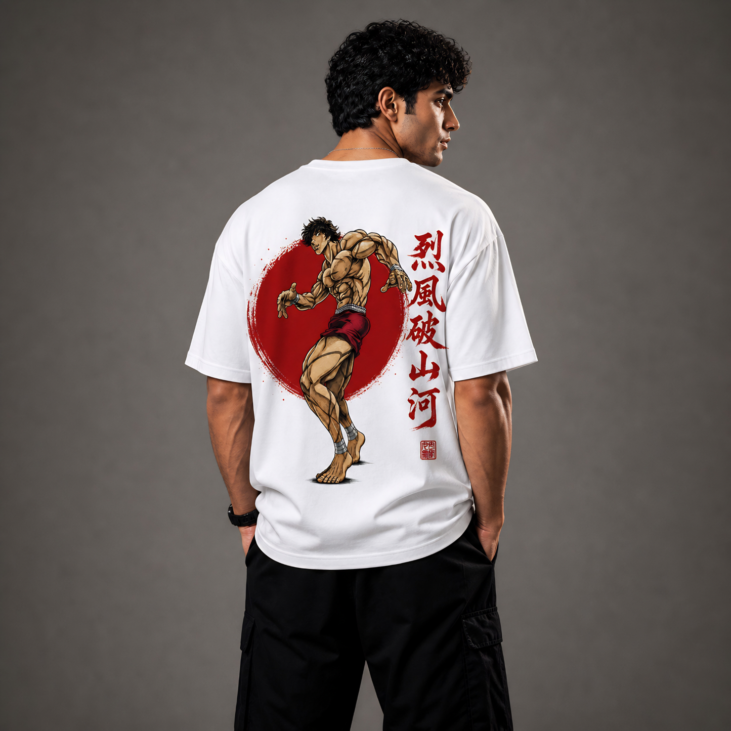 Baki Unbreakable Fighter Oversized Tshirt White