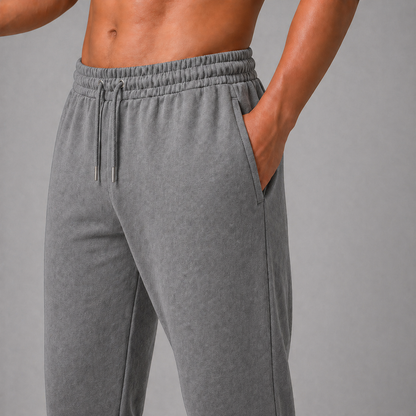 Grey Solid Slim Fit Joggers For Man