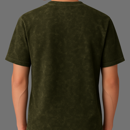Olive Green Acid Washed Oversized T-Shirt