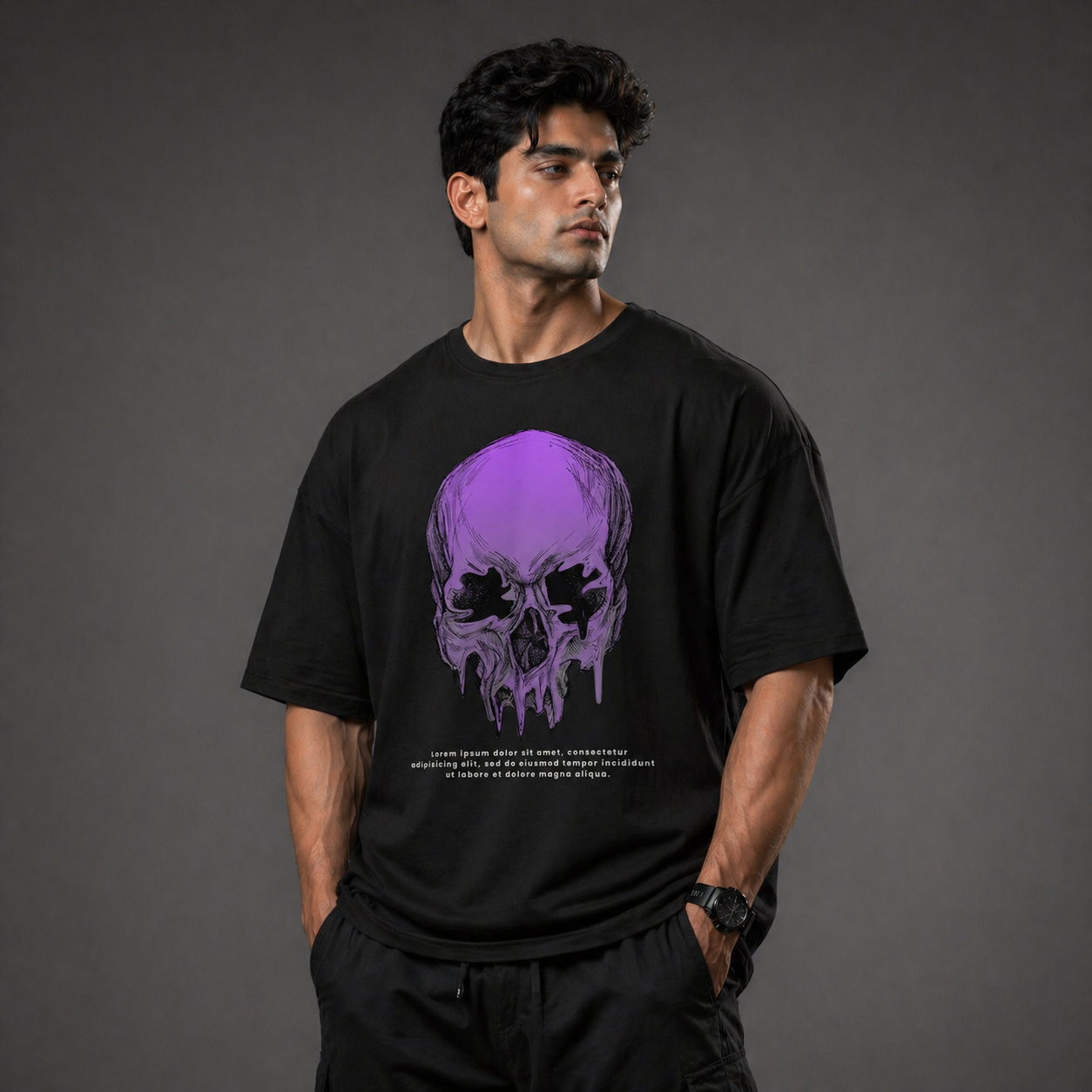 Purple Skull Oversized T-Shirt For Man