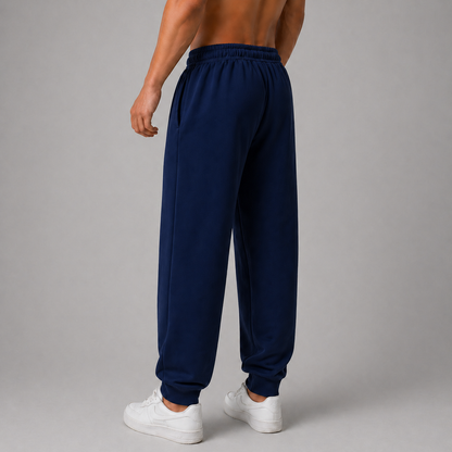 Blue Solid Slim Fit Joggers For Men