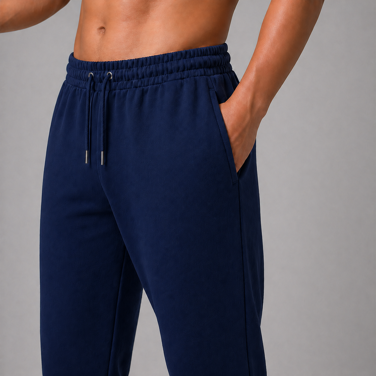 Blue Solid Slim Fit Joggers For Men