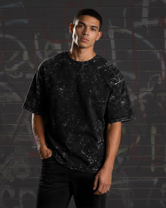 Black Acid Washed Oversized T-Shirt