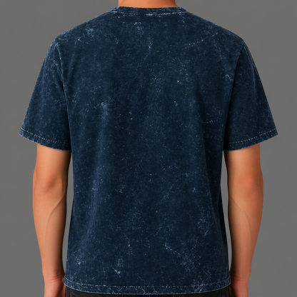 Navy Blue Acid Washed Oversized T-Shirt