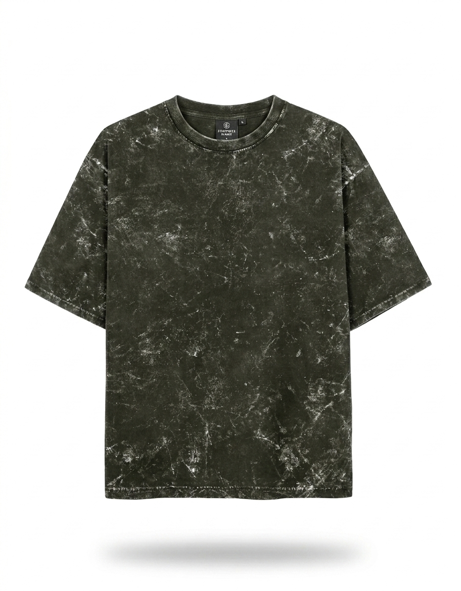 Olive Green Acid Washed Oversized T-Shirt