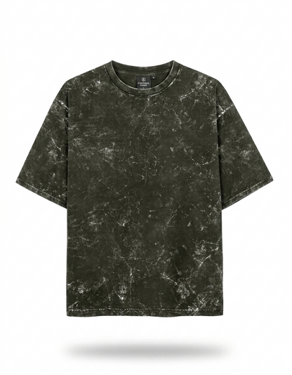 Olive Green Acid Washed Oversized T-Shirt