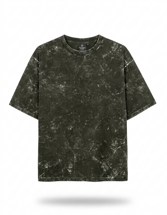 Olive Green Acid Washed Oversized T-Shirt
