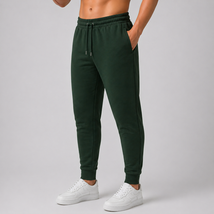 Green Solid Slim Fit Joggers For Men