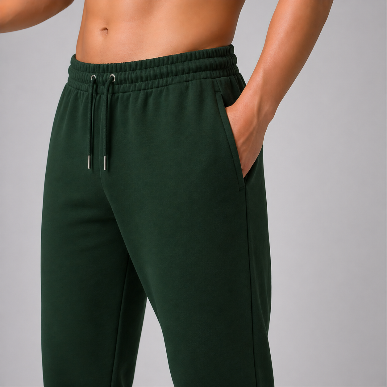 Green Solid Slim Fit Joggers For Men