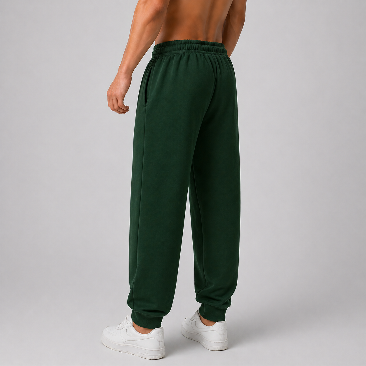 Green Solid Slim Fit Joggers For Men