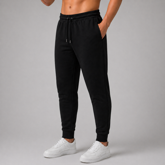 Black Solid Slim Fit Joggers For Men