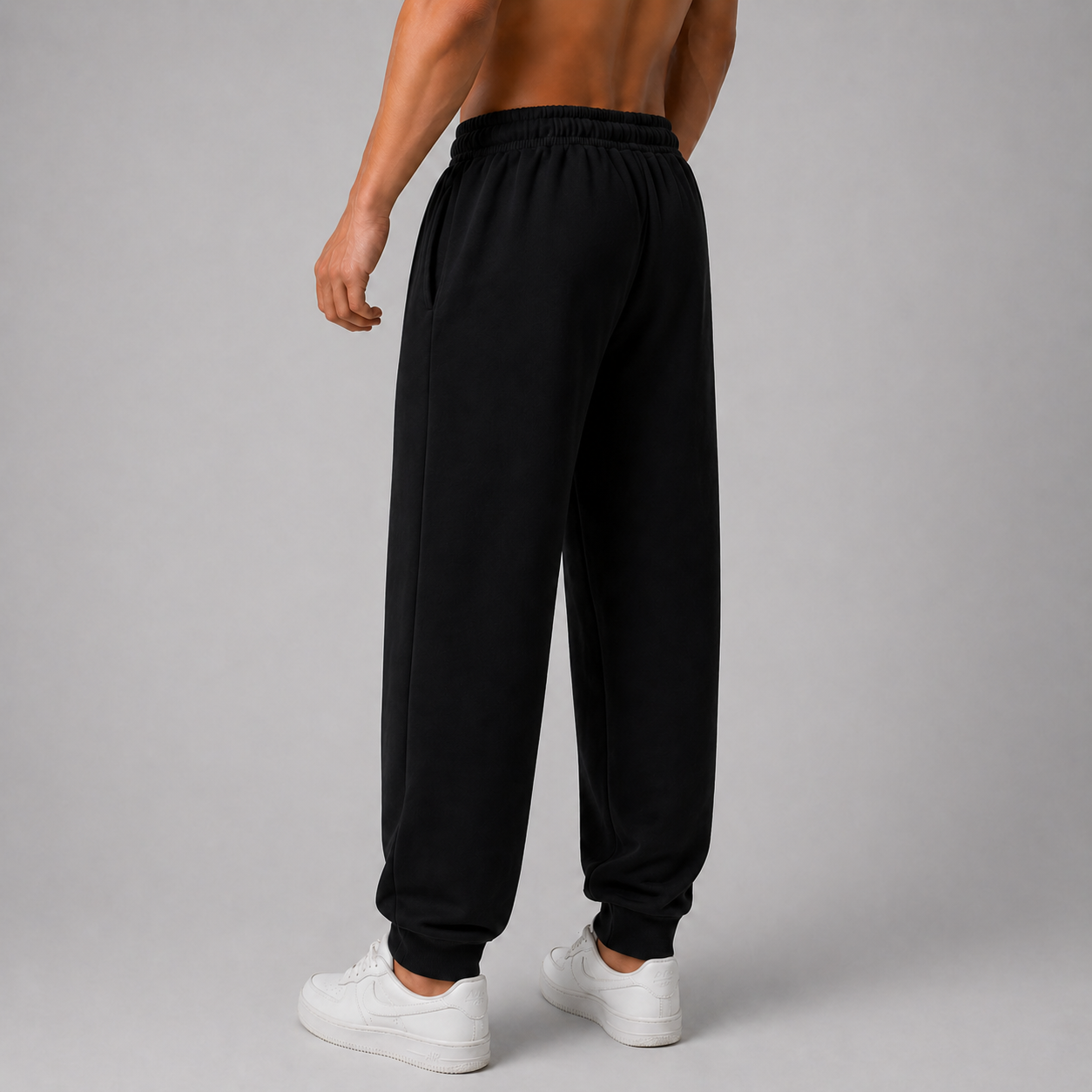 Black Solid Slim Fit Joggers For Men