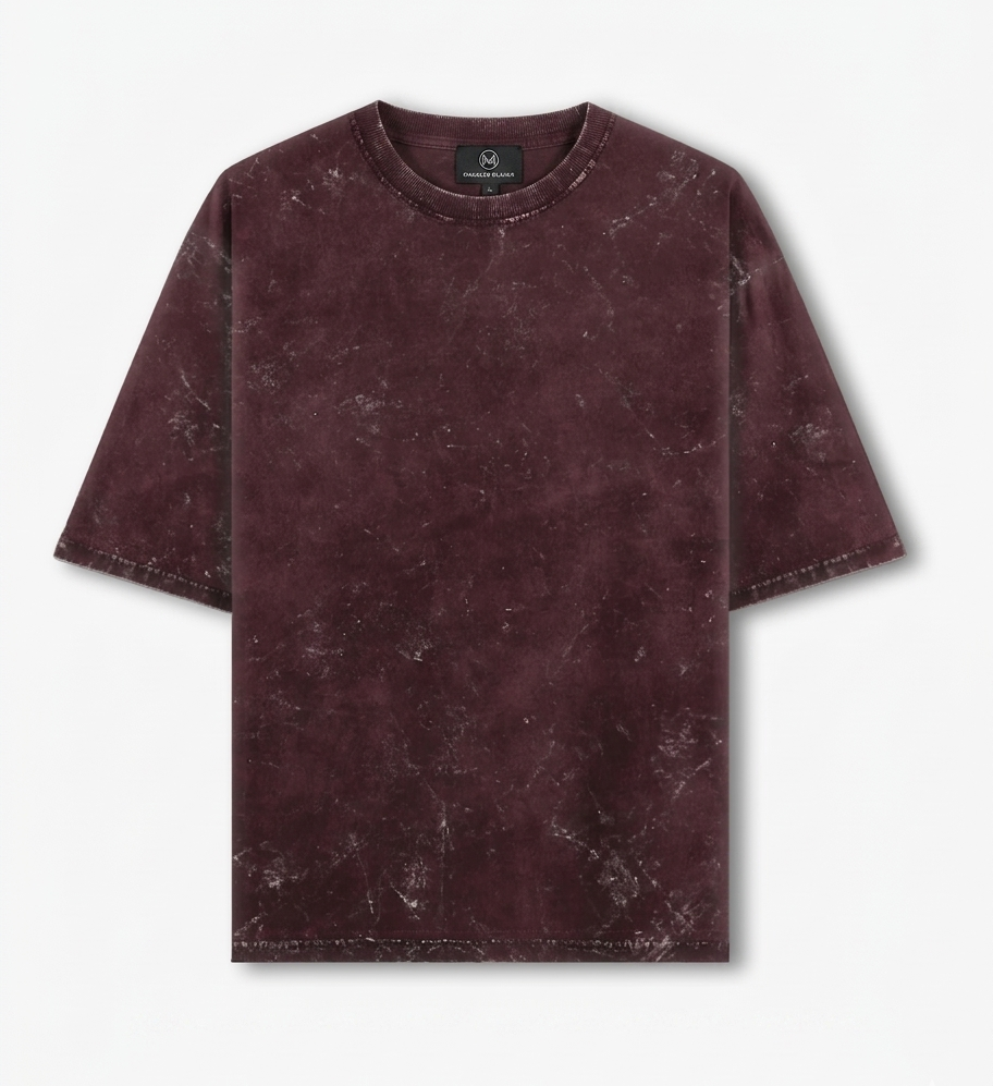 Maroon Acid Washed Oversized T-Shirt