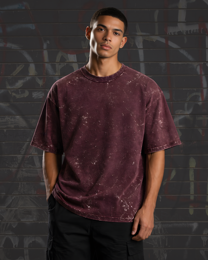 Maroon Acid Washed Oversized T-Shirt