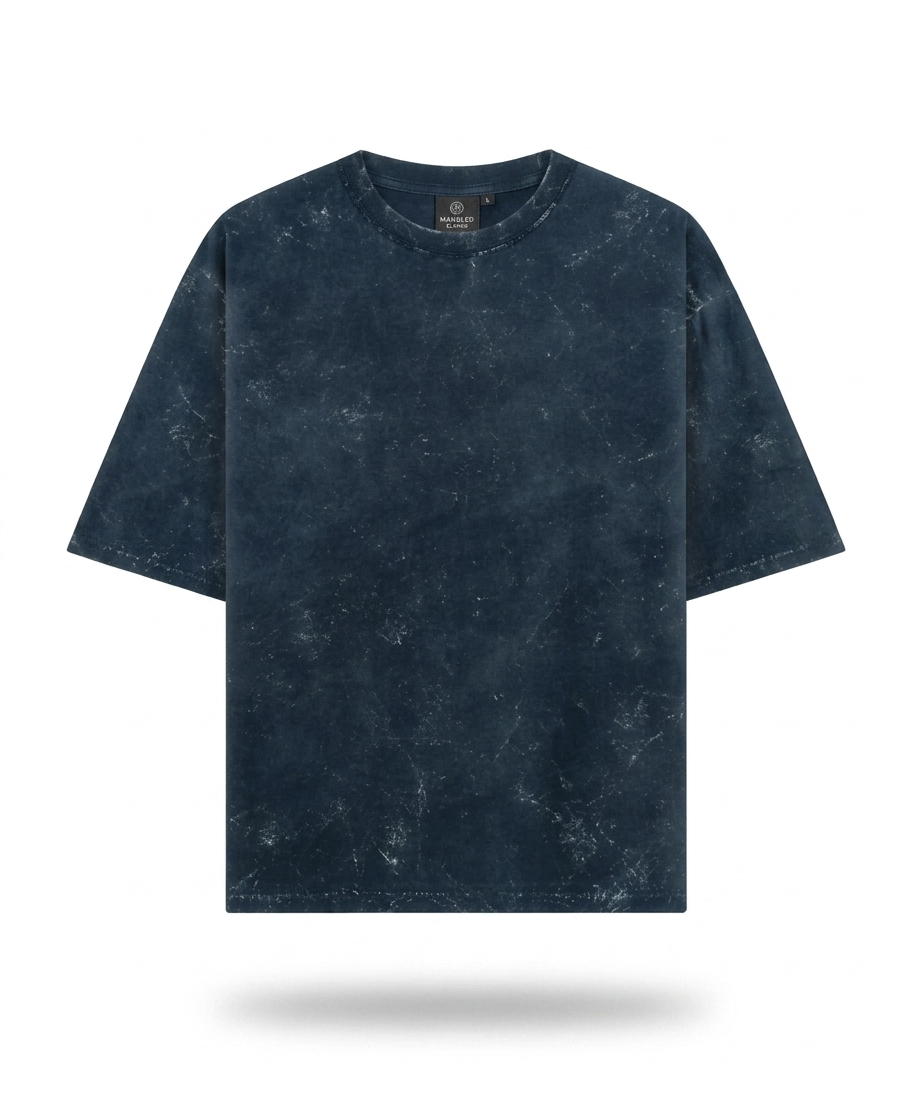Navy Blue Acid Washed Oversized T-Shirt