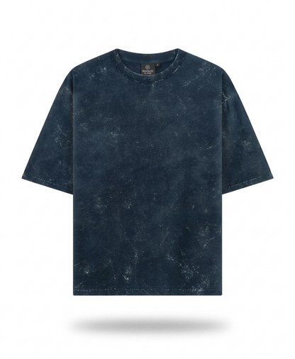 Navy Blue Acid Washed Oversized T-Shirt