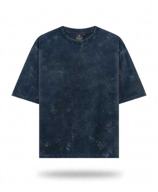 Navy Blue Acid Washed Oversized T-Shirt