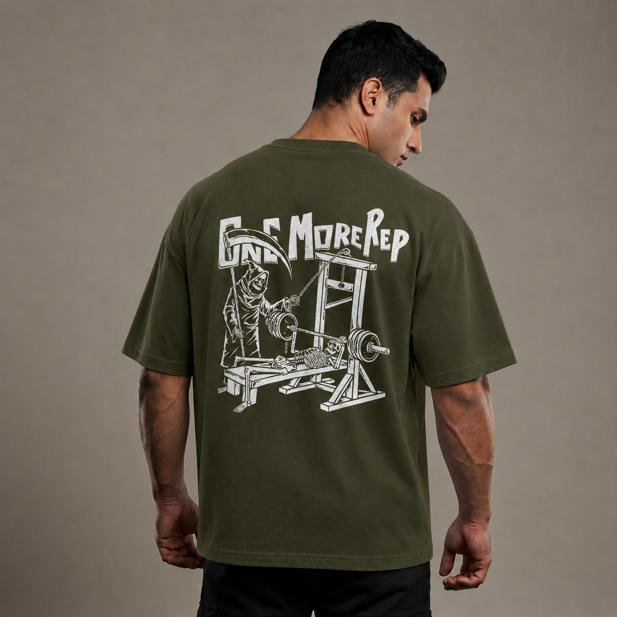 One More Rep Oversized T-Shirt Olive